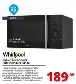 Comet Whirlpool forno microonde chef plus MCP 345 BL offerta