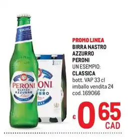 Metro Birra nastro azzurro peroni, classica offerta