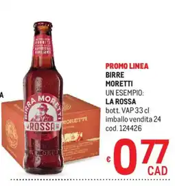 Metro Birre moretti, la rossa offerta