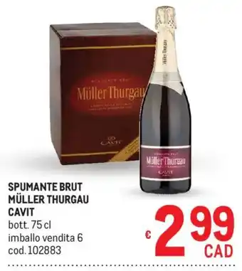 Metro Spumante brut müller thurgau CAVIT offerta