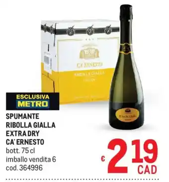 Metro Spumante ribolla gialla extra dry CA'ERNESTO offerta