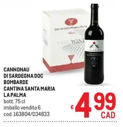 Metro Cannonau di sardegna doc bombarde la palma offerta