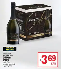 Metro Prosecco treviso doc extra dry CADORO offerta