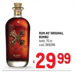 Metro Rum 40° original BUMBU offerta