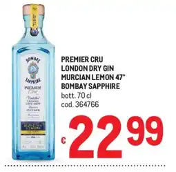 Metro Premier cru london dry gin murcian lemon 47° BOMBAY SAPPHIRE offerta