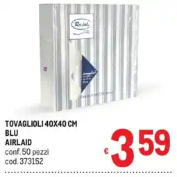 Metro Tovaglioli 40x40 cm blu AIRLAID offerta
