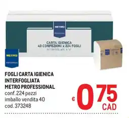 Metro Fogli carta igienica interfogliata METRO PROFESSIONAL offerta