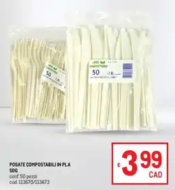 Metro Posate compostabili in pla SDG offerta