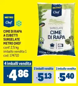 Metro Cime di rapa a cubetti surgelate METRO CHEF offerta