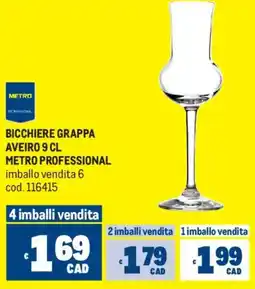 Metro Bicchiere grappa aveiro METRO PROFESSIONAL offerta