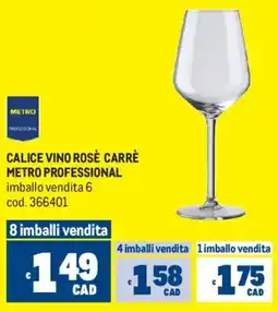 Metro Calice vino rosè carrè METRO PROFESSIONAL offerta