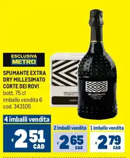 Metro Spumante extra dry millesimato CORTE DEI ROVI offerta