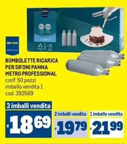 Metro Bombolette ricarica per sifoni panna METRO PROFESSIONAL 3 imballi vendita offerta