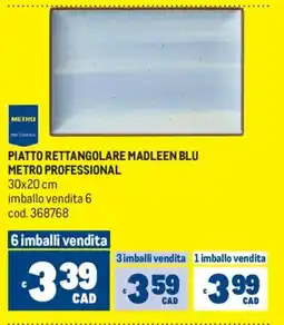Metro Piatto rettangolare madleen blu METRO PROFESSIONAL offerta