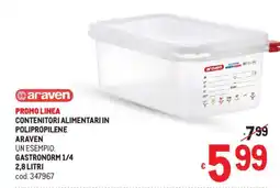 Metro Contenitori alimentari in polipropilene araven, gastronorm 1/4 offerta