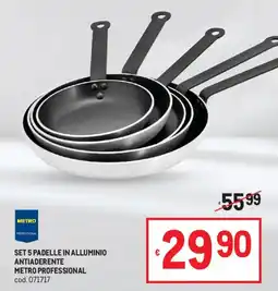 Metro Set 5 padelle in alluminio antiaderente METRO PROFESSIONAL offerta