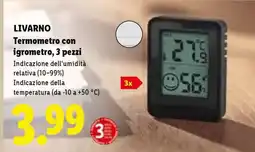 Lidl LIVARNO Termometro con igrometro, 3 pezzi offerta