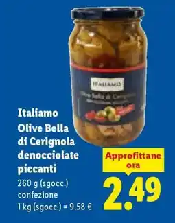 Lidl Italiano Olive Bella di Cerignola denocciolate piccanti offerta