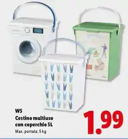 Lidl W5 Cestino multiuso con coperchio 5L offerta