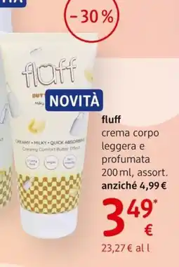 dm drogerie markt fluff crema corpo leggera e profumata offerta