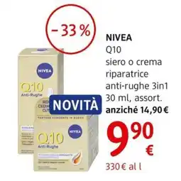 dm drogerie markt NIVEA Q10 siero o crema riparatrice anti-rughe 3in1 offerta