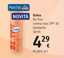 dm drogerie markt Balea Be You crema viso SPF 30 idratante offerta