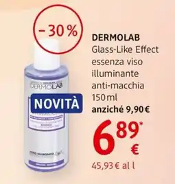 dm drogerie markt DERMOLAB Glass-Like Effect essenza viso illuminante anti-macchia offerta