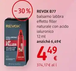 dm drogerie markt REVOX B77 balsamo labbra effetto filler naturale con acido ialuronico offerta