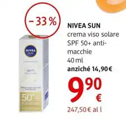 dm drogerie markt NIVEA SUN crema viso solare SPF 50+ anti- macchie offerta