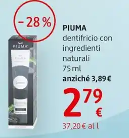dm drogerie markt PIUMA dentifricio con ingredienti naturali offerta
