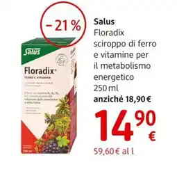 dm drogerie markt Salus Floradix sciroppo di ferro e vitamine per il metabolismo energetico offerta