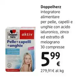 dm drogerie markt Doppelherz integratore alimentare per pelle, capelli e unghie con acido ialuronico, zinco ed estratto di melograno offerta