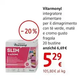 dm drogerie markt Vitarmonyl integratore alimentare per il dimagrimento con tè verde, matè e cromo gusto fragola offerta
