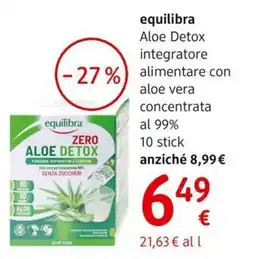 dm drogerie markt equilibra Aloe Detox integratore alimentare con aloe vera concentrata al 99% offerta