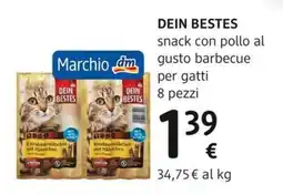dm drogerie markt DEIN BESTES snack con pollo al gusto barbecue per gatti offerta