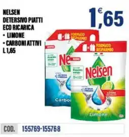 Adhoc Nelsen detersivo piatti eco ricarica limone, carboni attivi offerta