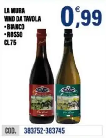 Adhoc La mura vino da tavola, bianco, rosso offerta