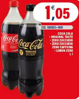 Adhoc Coca cola, original taste, zero zuccheri, zero caffeina, lemon soda offerta