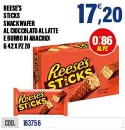 Adhoc Reese's sticks snack wafer al cioccolato allatte e burro di arachidi offerta