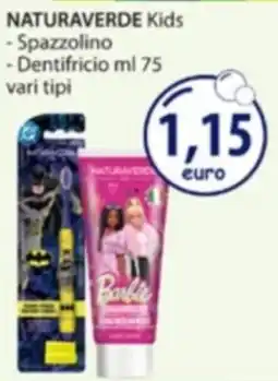 Acqua & Sapone NATURAVERDE Kids -Spazzolino -Dentifricio offerta