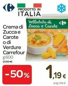 Carrefour crema di zucca e carote o di verdure