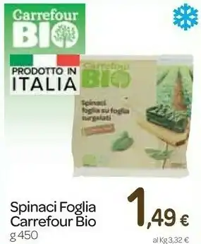 Carrefour Express Carrefour - spinaci foglia su foglia surgelati bio offerta