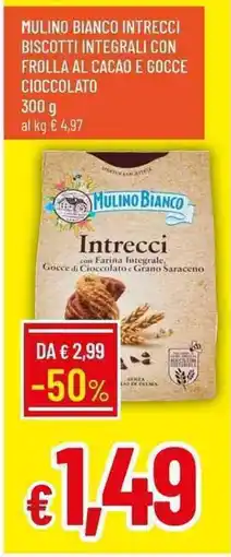 Galassia Mulino bianco intrecci biscotti integrali con frolla al cacao e gocce cioccolato offerta