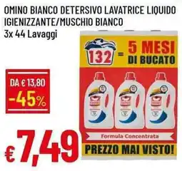 Galassia Omino bianco detersivo lavatrice liquido igienizzante/muschio bianco offerta