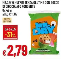 Galassia Mr.day 6 muffin senza glutine con gocce di cioccolato fondente offerta