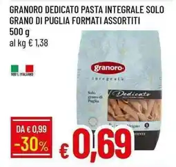 Galassia Granoro dedicato pasta integrale solo grano di puglia offerta