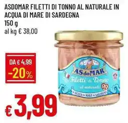 Galassia Asdomar filetti di tonno al naturale in acqua di mare di sardegna offerta