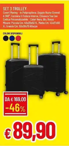 Galassia Set 3 trolley offerta