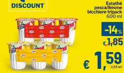 Qui Discount Estathè pesca/limone bicchiere tripack offerta