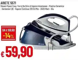 Galassia ARIETE 5571 Steam Power Easy Ferro Da Stiro A Vapore Istantaneo offerta